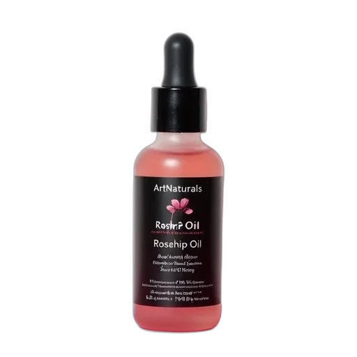 bottle, artnaturals, rosehip, oil, black, label, pink, cap transparent PNG cut-out