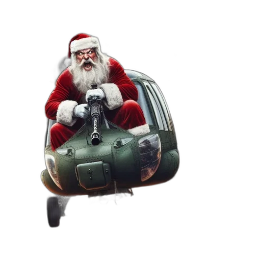 car, robot, concept art, 3d render, photorealistic, santa, claus, depicted transparent PNG cut-out