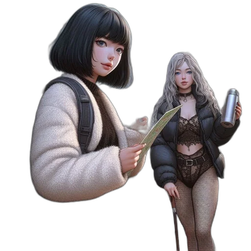 jacket, staff, weapon, sword, concept art, fantasy art, cyberpunk, comic book art transparent PNG cut-out