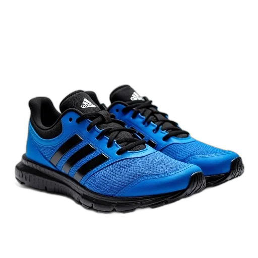 shoes, blue, pair, running, black, accents, sole, displayed transparent PNG cut-out