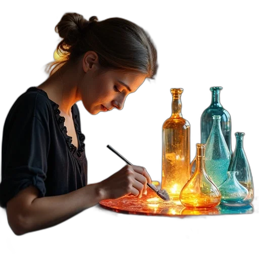 bottle, photorealistic, oil painting, concept art transparent PNG cut-out
