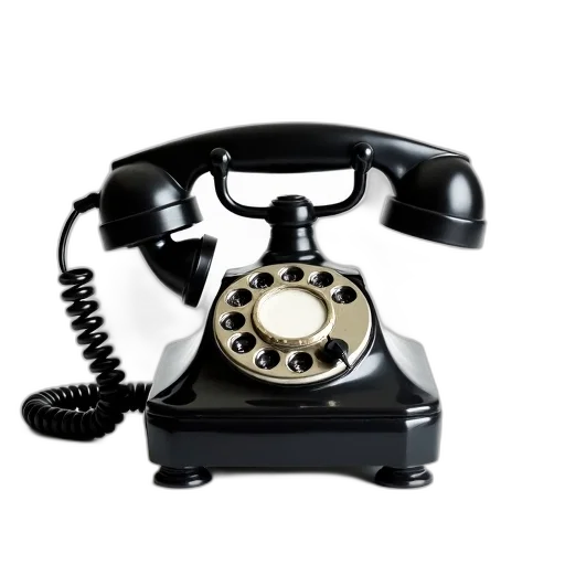 vintage, rotary, dial, telephone, black, base, silver, top transparent PNG cut-out