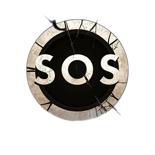 staff, 3d render, stylized, image, featuring, word, sos, circular transparent PNG cut-out
