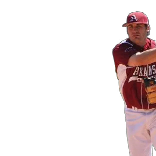 baseball, player, red, uniform, word, arkansas, throwing, ball transparent PNG cut-out
