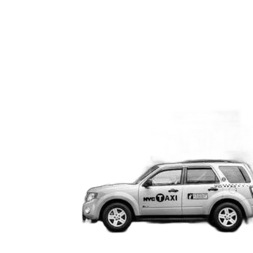car, photorealistic, black, white, photo, busy, new, york transparent PNG cut-out