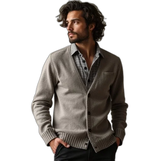 jacket, staff, earth tones, sacha transparent PNG cut-out