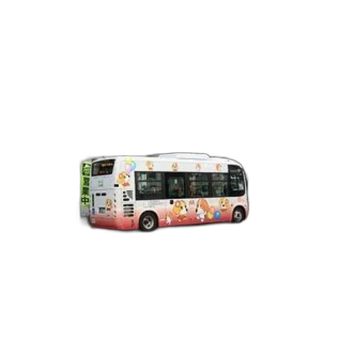 3d render, photorealistic, concept art, colorful, bus, cartoon, characters, side transparent PNG cut-out