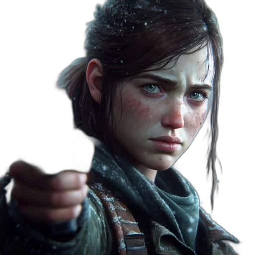jacket, weapon, face, concept art, photorealistic, fantasy art, cyberpunk, snow transparent PNG cut-out