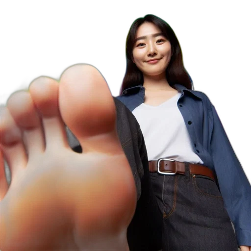 shoes, staff, robot, photorealistic, 3d render, woman, stands, against transparent PNG cut-out