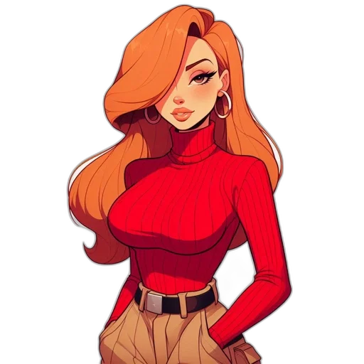 jacket, dress, staff, pixel art, comic book art, concept art, cartoon, red transparent PNG cut-out