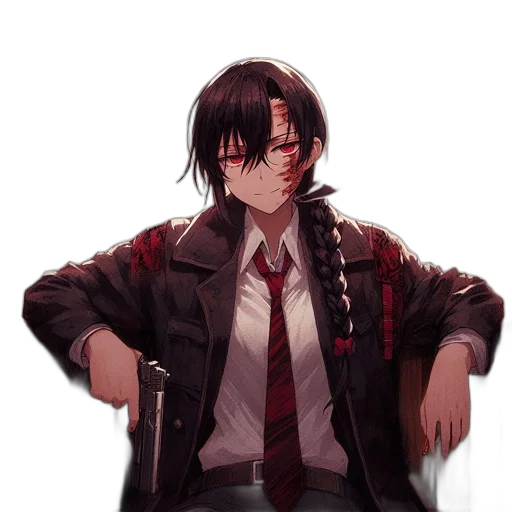 jacket, weapon, staff, animal, concept art, pixel art, anime, cyberpunk transparent PNG cut-out