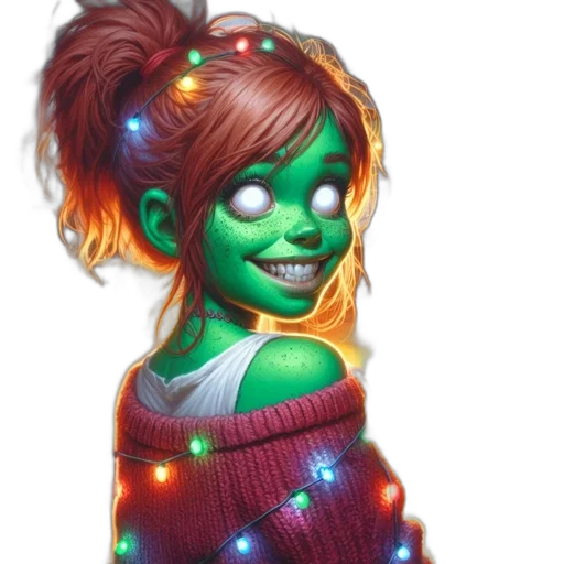 concept art, fantasy art, pixel art, 3d render, neon lights, green, neon, cheerful transparent PNG cut-out