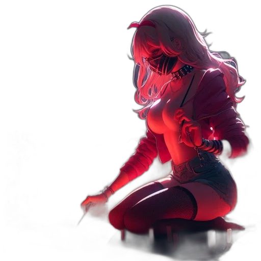 robot, concept art, comic book art, pixel art, anime, neon lights, fire, red transparent PNG cut-out