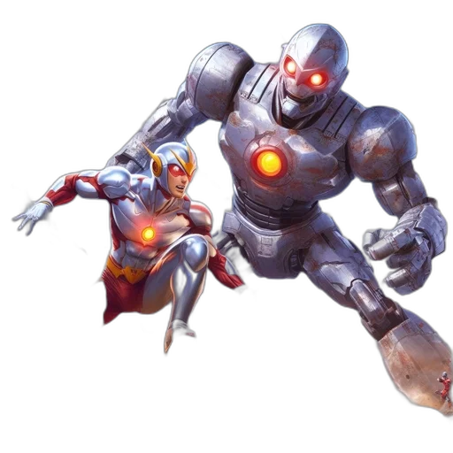 robot, concept art, 3d render, comic book art transparent PNG cut-out