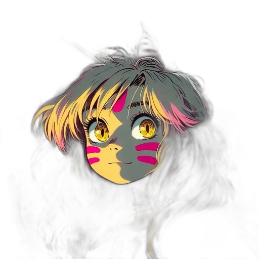 mask, creature, face, hair, anime, watercolor, concept art, fantasy art transparent PNG cut-out