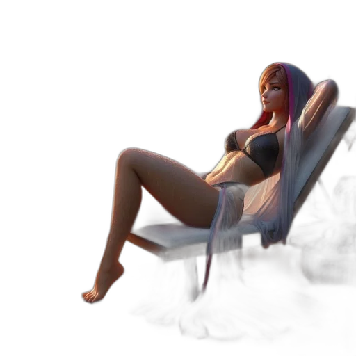 furniture, robot, concept art, 3d render, photorealistic, fantasy art, woman, relaxes transparent PNG cut-out