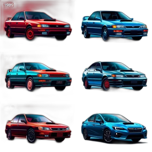 car, concept art, photorealistic, vaporwave, anime, blue, colorful, neon transparent PNG cut-out