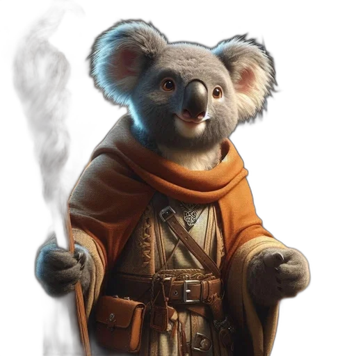 staff, animal, jacket, creature, concept art, fantasy art, comic book art, photorealistic transparent PNG cut-out