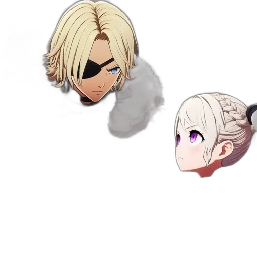 mask, face, hair, weapon, anime, cartoon, concept art, pixel art transparent PNG cut-out