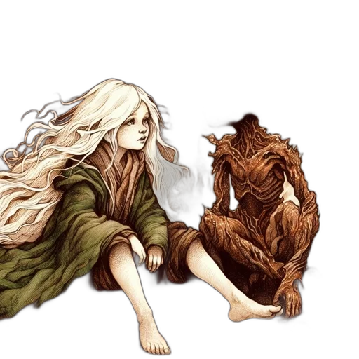 creature, hair, dragon, fantasy art, concept art, comic book art, watercolor, forest transparent PNG cut-out