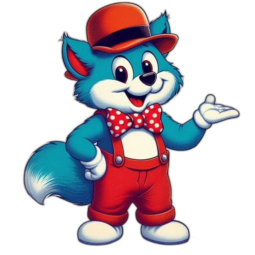 staff, hat, animal, cartoon, concept art, 3d render, cheerful, blue transparent PNG cut-out