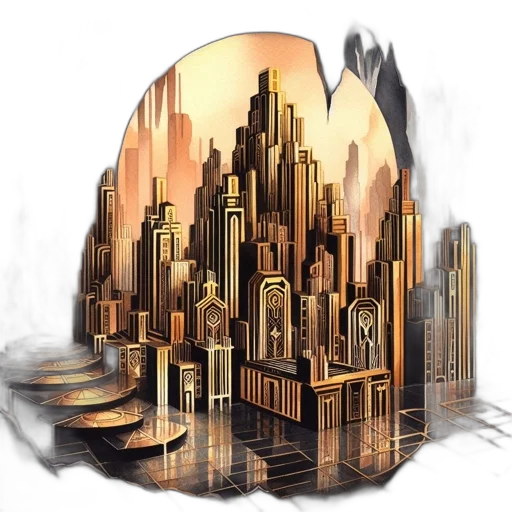 building, concept art, comic book art, fantasy art, 3d render, city street, outer space, earth tones transparent PNG cut-out