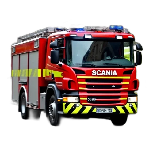 staff, 3d render, fire, red, truck, yellow, black, stripes transparent PNG cut-out