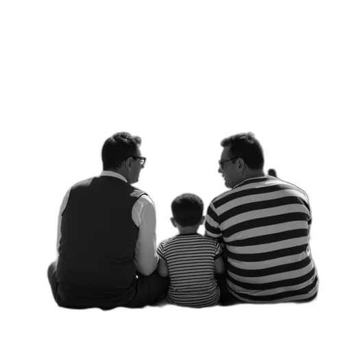 3d render, monochrome, black, white, photograph, group, people, sitting transparent PNG cut-out