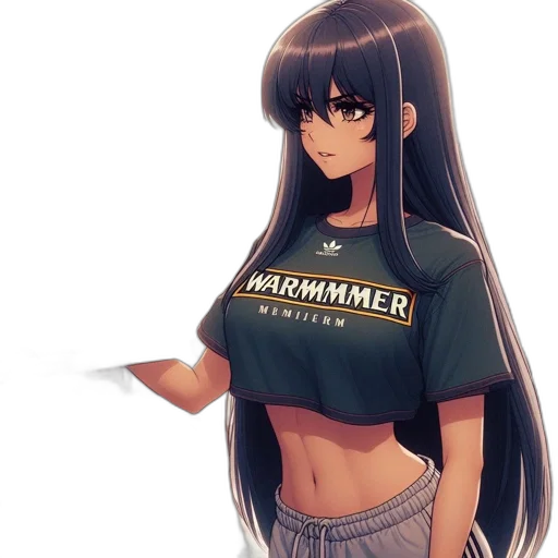 dress, weapon, staff, hair, anime, pixel art, cyberpunk, vaporwave transparent PNG cut-out