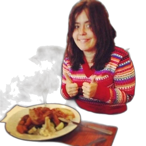 food, jacket, creature, animal, photorealistic, woman, colorful, sweater transparent PNG cut-out