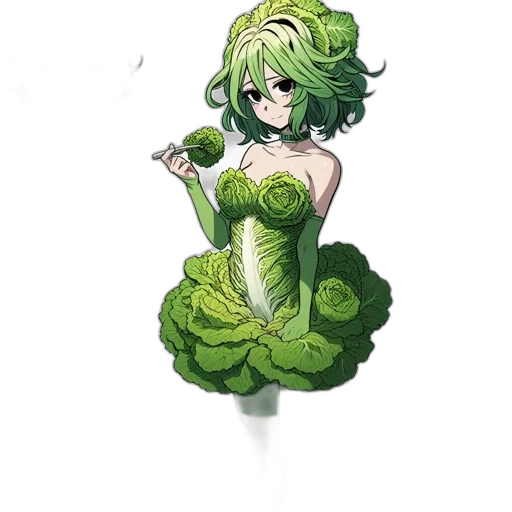 dress, flower, staff, creature transparent PNG cut-out