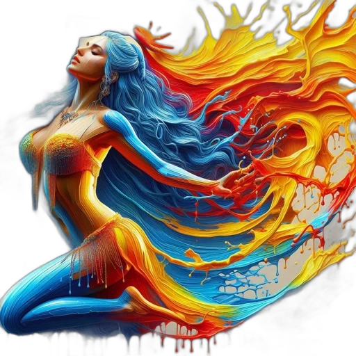 dress, hair, fantasy art, photorealistic, concept art, comic book art, fire, colorful transparent PNG cut-out