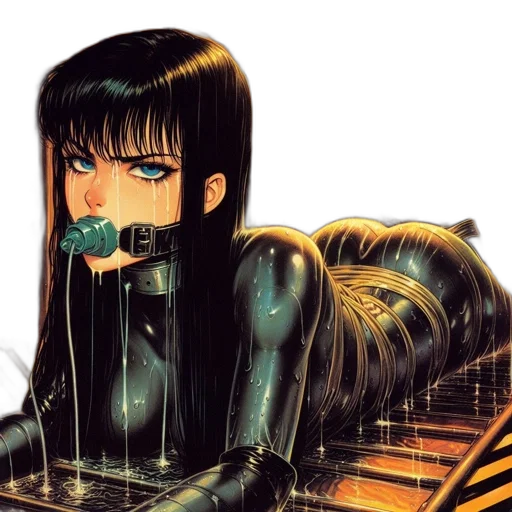robot, mask, cyberpunk, comic book art, anime, concept art, underwater, neon lights transparent PNG cut-out