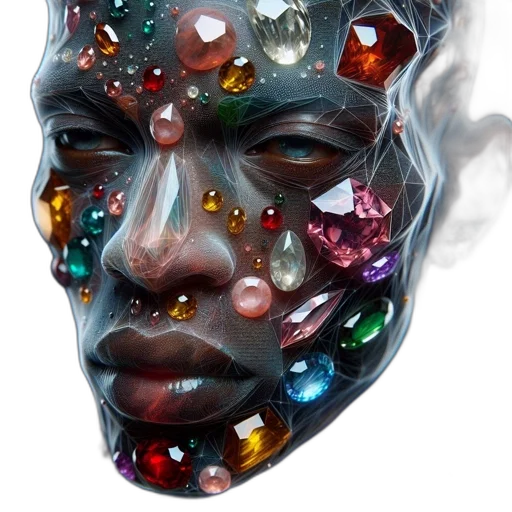 mask, face, jewelry, crown, concept art, fantasy art, photorealistic, 3d render transparent PNG cut-out