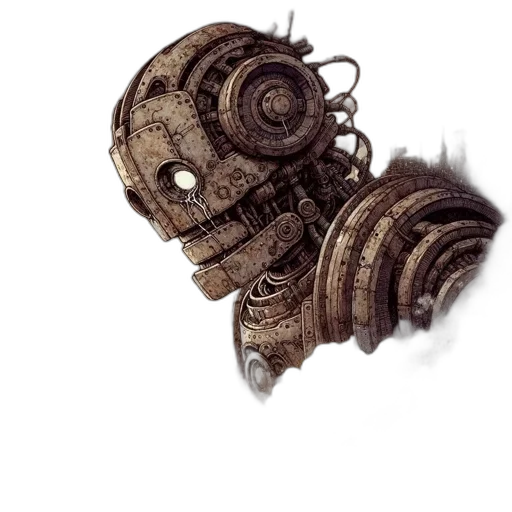 robot, mask, weapon, face, concept art, 3d render, fantasy art, photorealistic transparent PNG cut-out