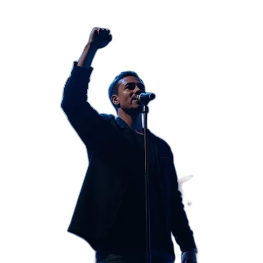 jacket, concept art, person, standing, stage, their, right, fist transparent PNG cut-out