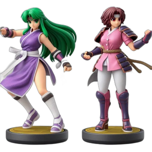 concept art, 3d render, pastel, two, animated, female, characters, one transparent PNG cut-out
