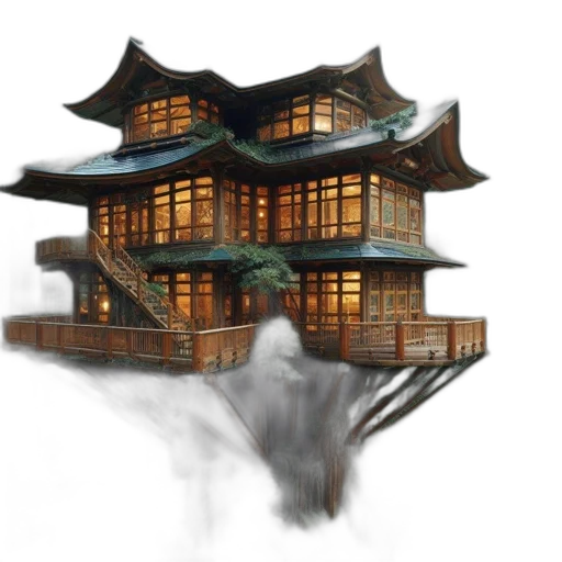 building, dragon, concept art, photorealistic, fantasy art, 3d render, fog, rain transparent PNG cut-out