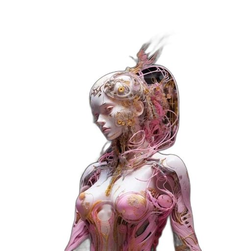 robot, mask, creature, dress, concept art, cyberpunk, fantasy art, comic book art transparent PNG cut-out