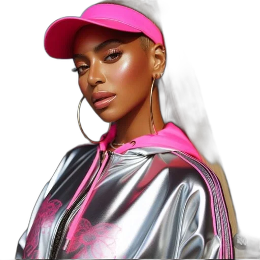 jacket, hat, face, concept art, photorealistic, vaporwave, fantasy art, neon lights transparent PNG cut-out