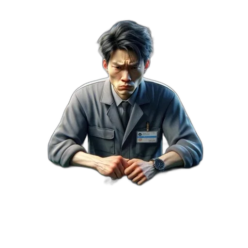 staff, face, jacket, weapon, concept art, pixel art, photorealistic, 3d render transparent PNG cut-out