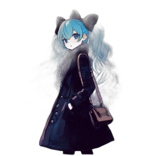 jacket, staff, dress, mask, anime, concept art, 3d render, pixel art transparent PNG cut-out