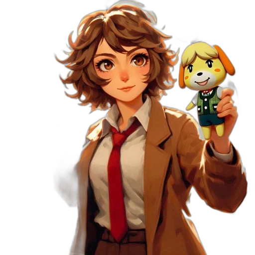 staff, jacket, animal, pixel art, concept art, cartoon, anime, golden transparent PNG cut-out