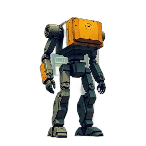 robot, weapon, concept art, 3d render, pixel art, cyberpunk, golden, earth tones transparent PNG cut-out
