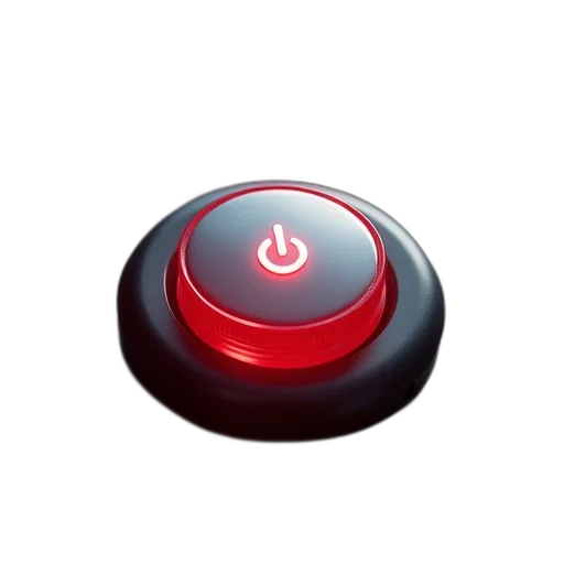 3d render, red, power, button, replacement transparent PNG cut-out