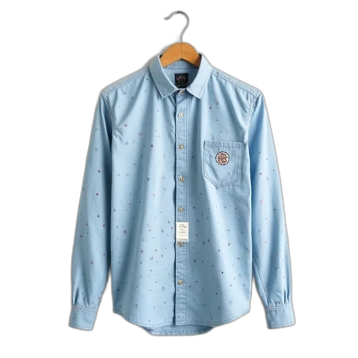 jacket, blue, casual, long-sleeved, button-up, shirt, pattern, small transparent PNG cut-out