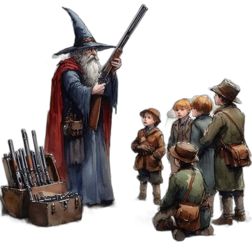 staff, weapon, fantasy art, concept art, fire, elderly, wizard, demonstrates transparent PNG cut-out