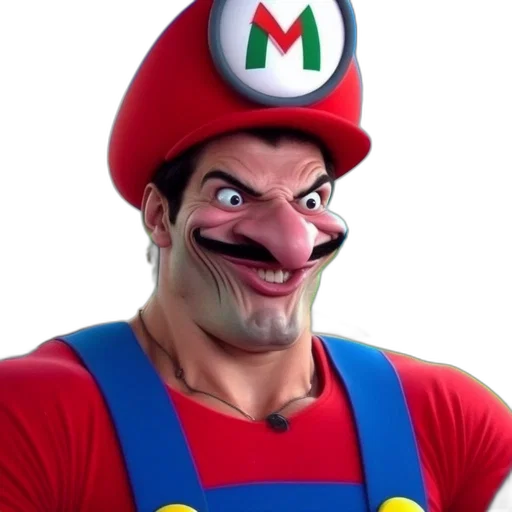 mask, face, creature, hat, 3d render, concept art, photorealistic, mario transparent PNG cut-out
