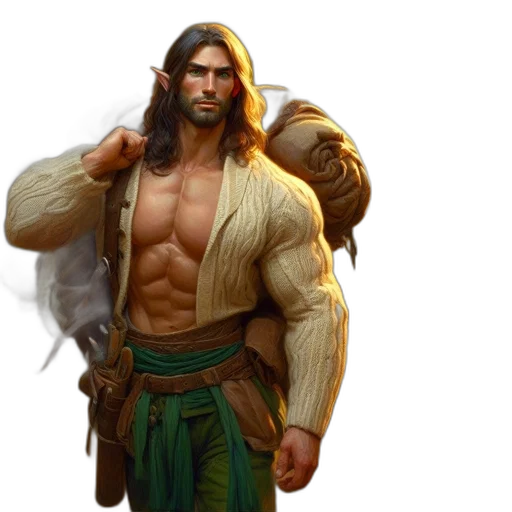 jacket, sword, concept art, fantasy art, photorealistic, comic book art, earth tones, golden transparent PNG cut-out