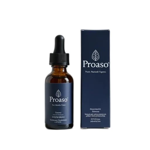 bottle, proaso, oil, dropper, cap, placed, next, box transparent PNG cut-out